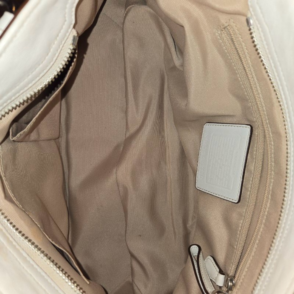 COACH Vintage Soho XL Buckle Satchel Cream Leather Tote Bag 2116 Y2K Rare - Picture 5 of 10